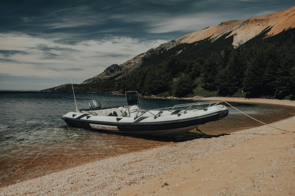 Mercury inflatable boat on water