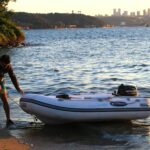 Mercury inflatable heavy duty boat on water