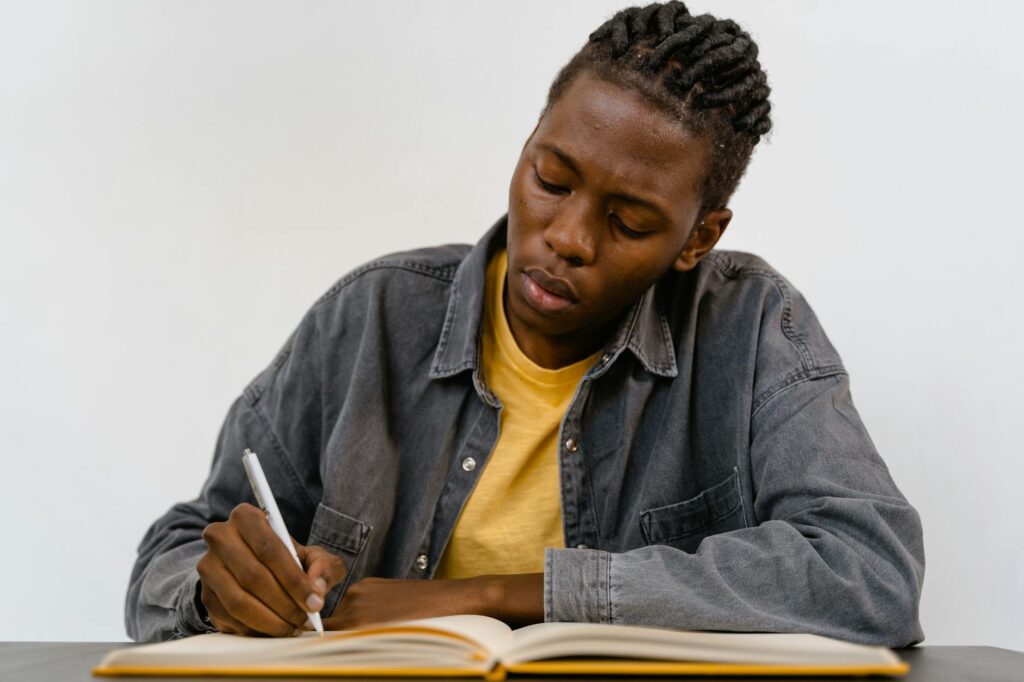 person writing biography