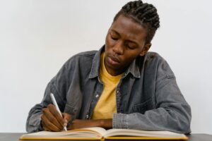 person writing biography